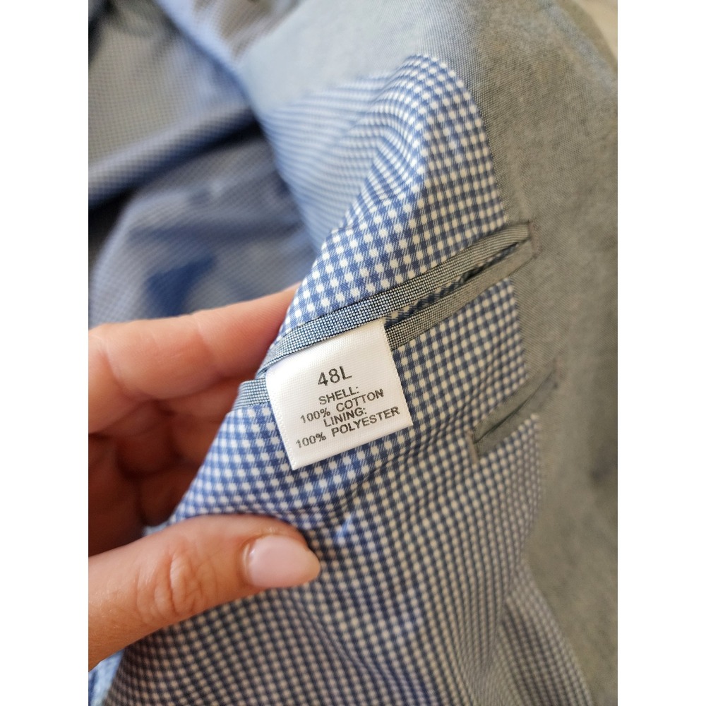 Saddlebred Mens 48L Light Blue Cotton Two Button Sport Coat Blazer Jacket - Picture 5 of 6